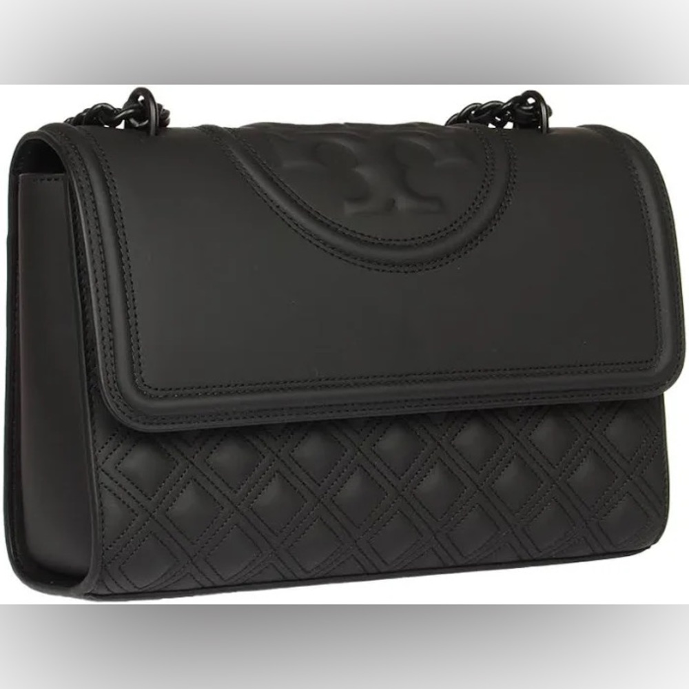 Tory Burch Fleming Quilted Leather Convertible Shoulder Bag - Matte Black